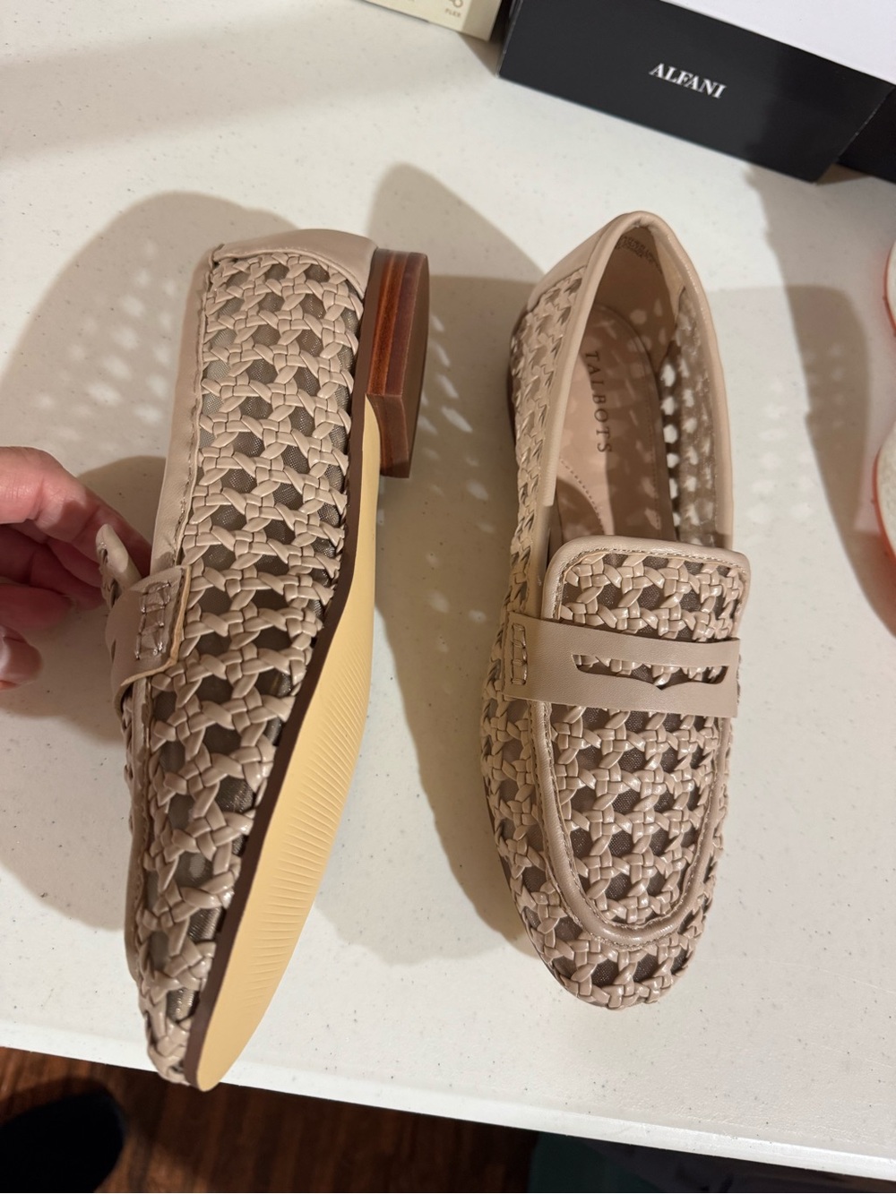 Talbots Woven Leather Loafers in Light Taupe - Picture 1 of 2